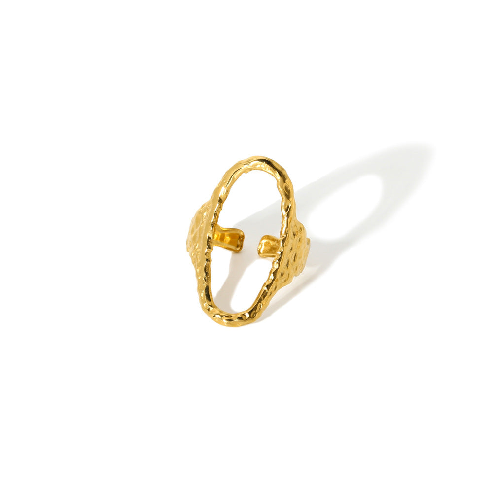 Titanium Steel Gold-plated Geometric Advanced Stainless Rings