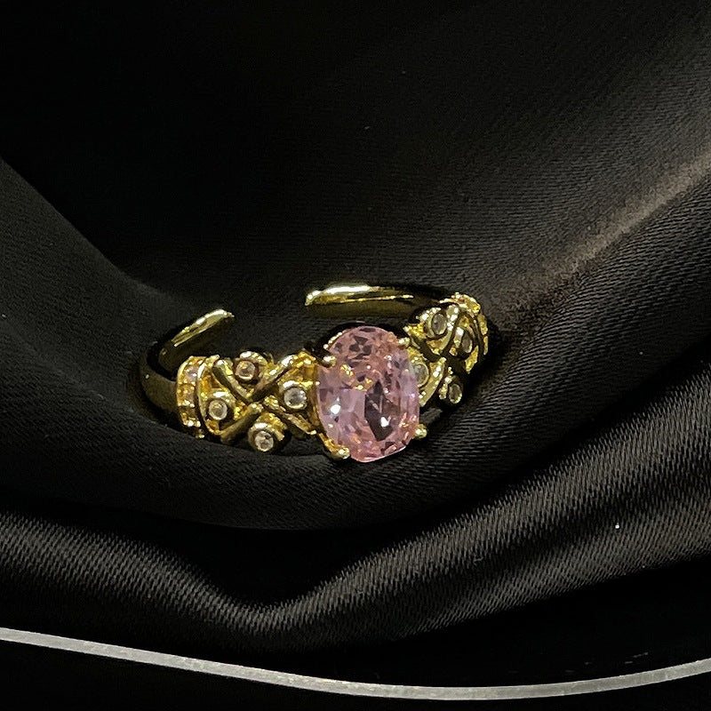 Golden Antique Style Series Cold High Sense French Simplicity Rings