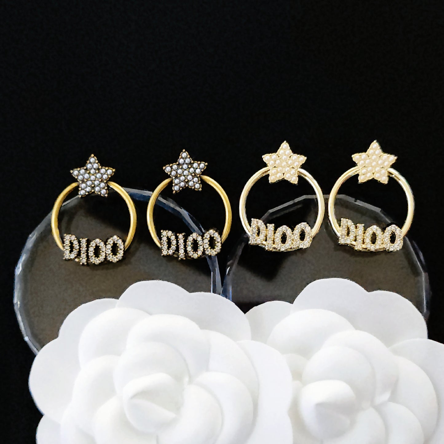 Women's & Men's Quality Collection Trending Rhinestone Letters Sier Earrings