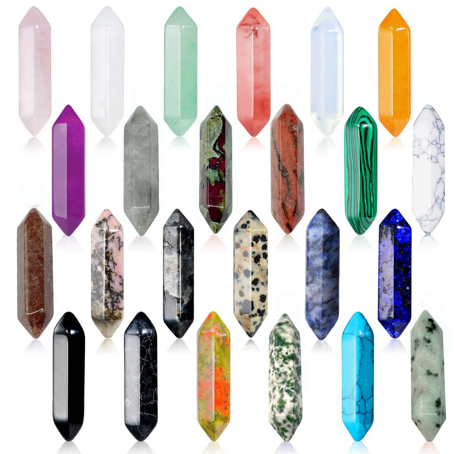 Stone Crystal Bullet Double Pointed Hexagon Prism Pendants