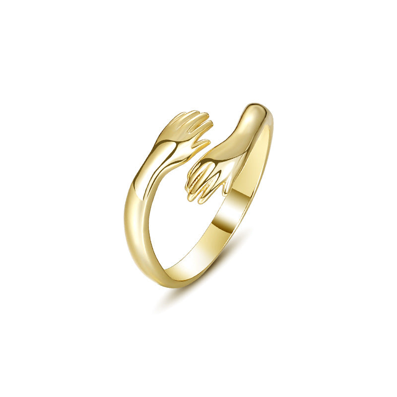 Sterling Sier Hand Hug Design Sense Rings
