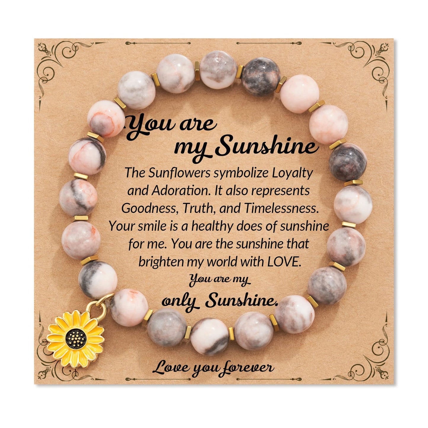 Women's Sunflower Festival Gift Adjustable Turquoise Pink Zebra Braided Bracelets