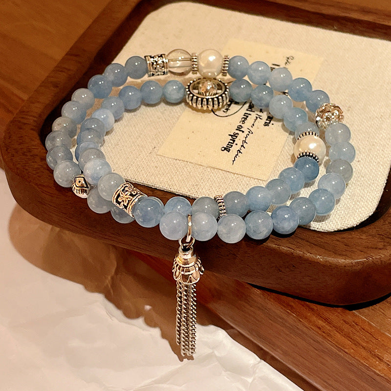 Aquamarine Tassel Chinese Retro Geometric National Bracelets
