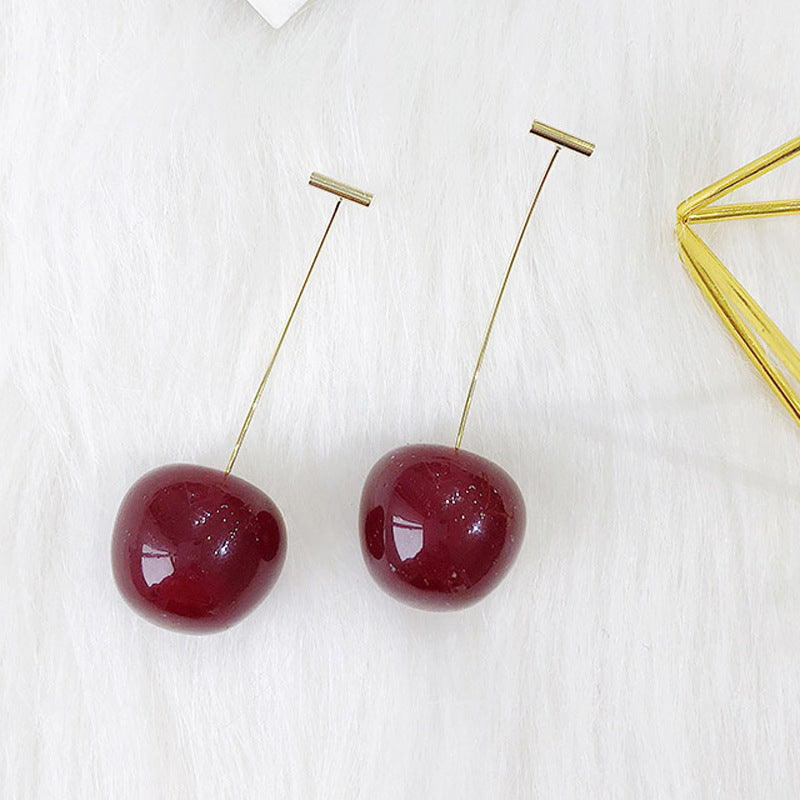 Long Cherry Style Creative Design Cute Earrings