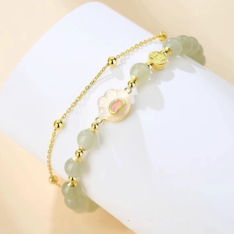 Jade Light Luxury Cat's Paw Elastic Size Bracelets