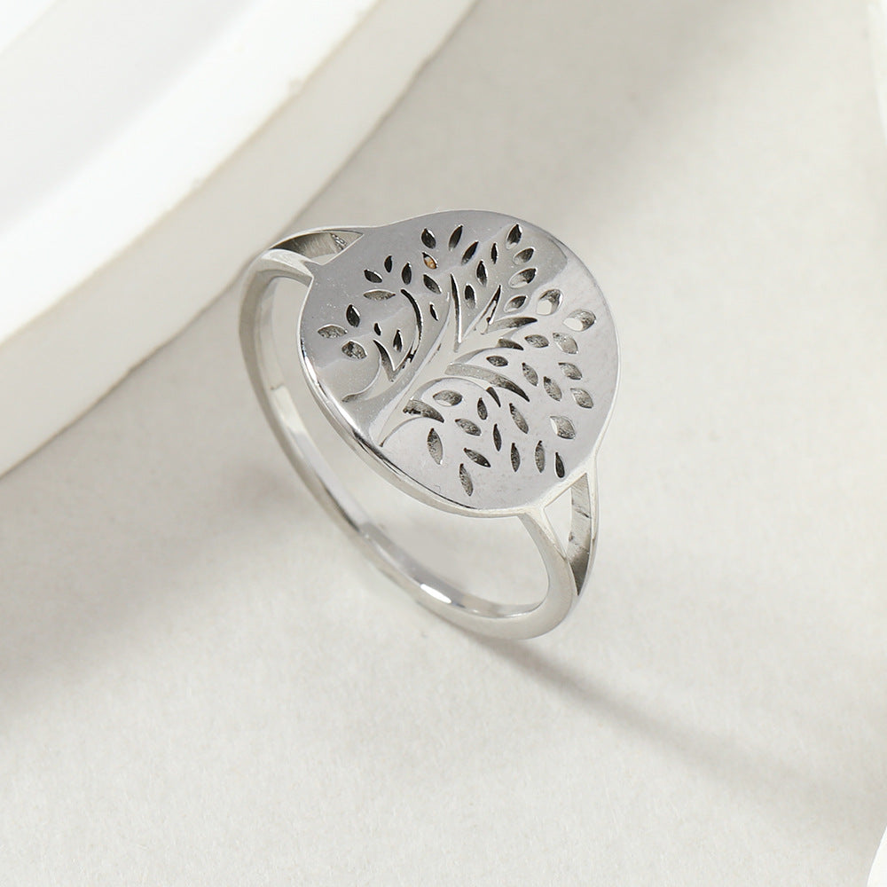 Trend Round Hollow Tree Of Life Rings