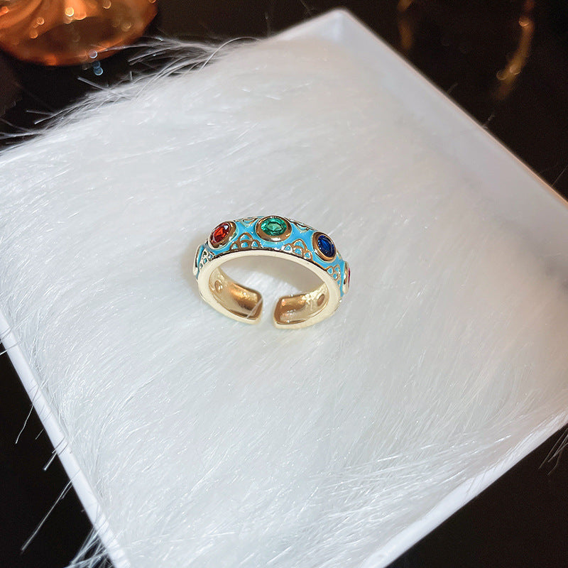 Open Hollow Zircon Butterfly Love Heart-shaped Rings