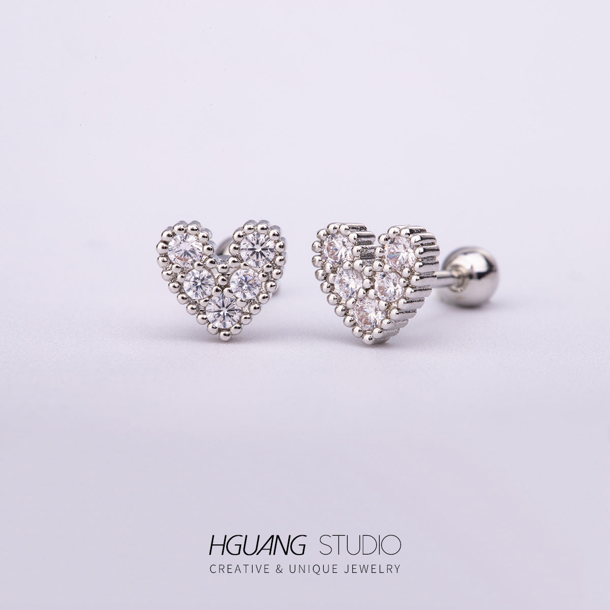 Micro Inlaid Zirconium Ear Bone Creative Heart Earrings