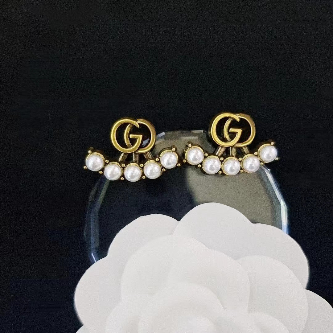 Women's & Men's Quality Collection Trending Rhinestone Letters Sier Earrings