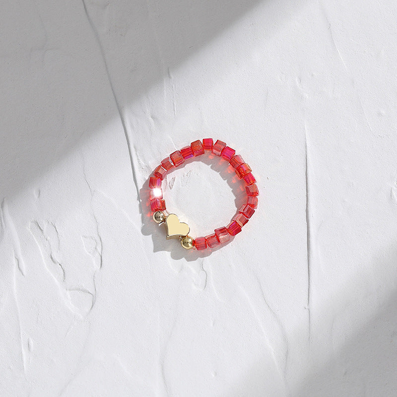 Graceful Personality Pearl Colorful Opal Beaded Rings