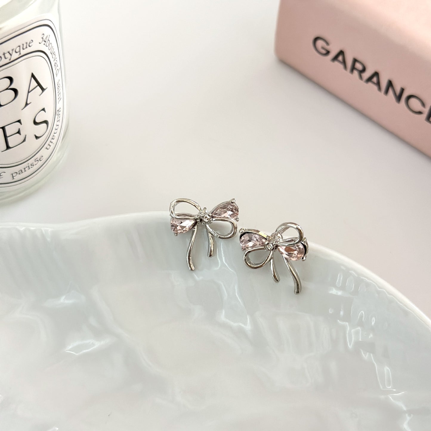 Women's Bow Water Drop Pink Zircon For Earrings