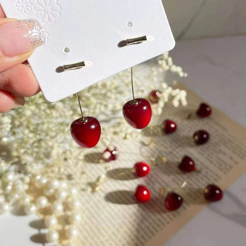 Long Cherry Style Creative Design Cute Earrings
