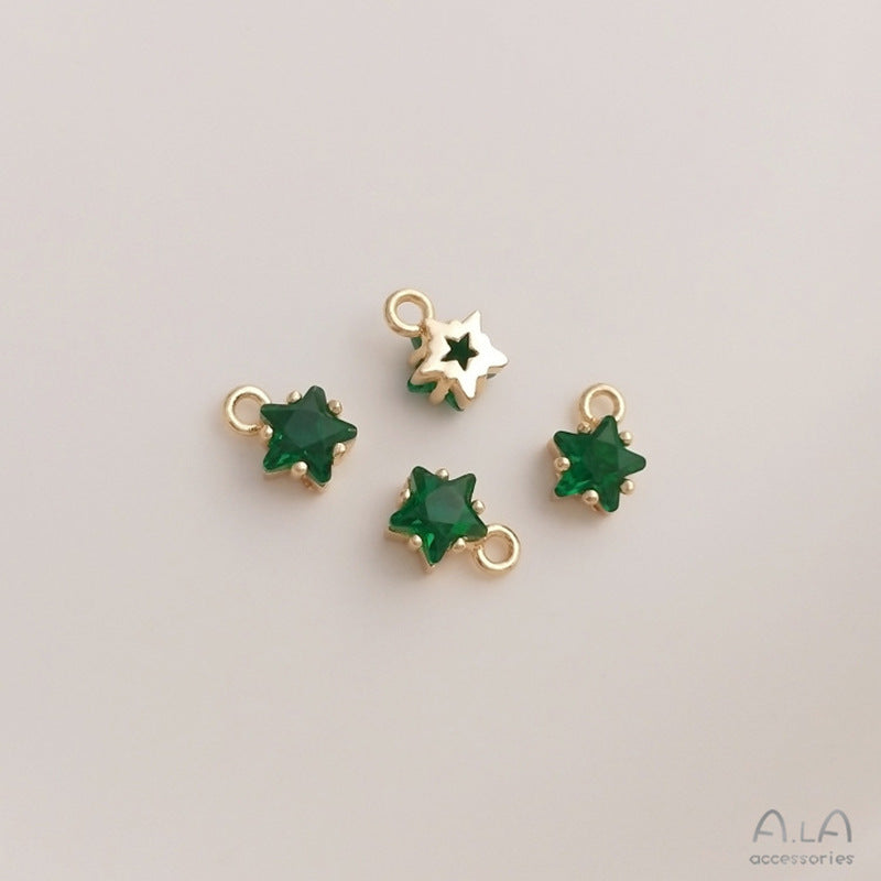 Color Pentagram Zircon Birthstone Lucky Stone Pendants