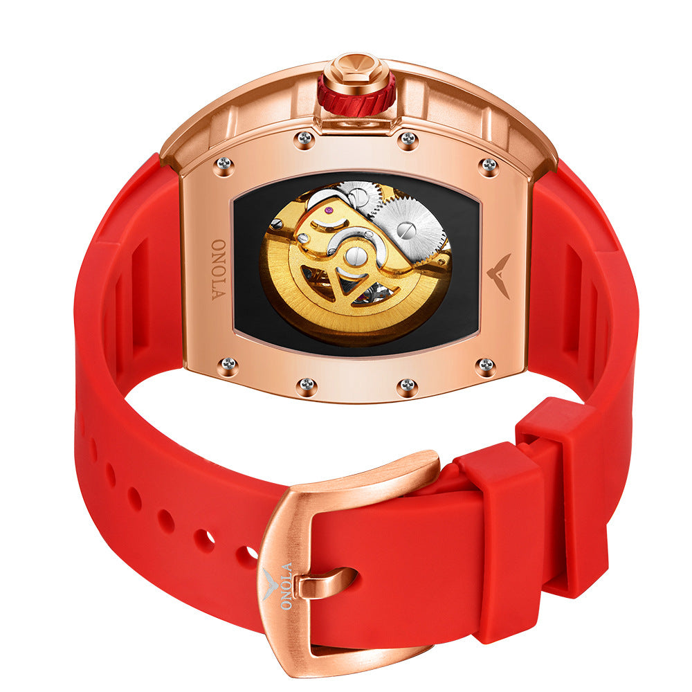 Men's Fashion Square Diamond Live Broadcast Hollow Automatic Mechanical Watches