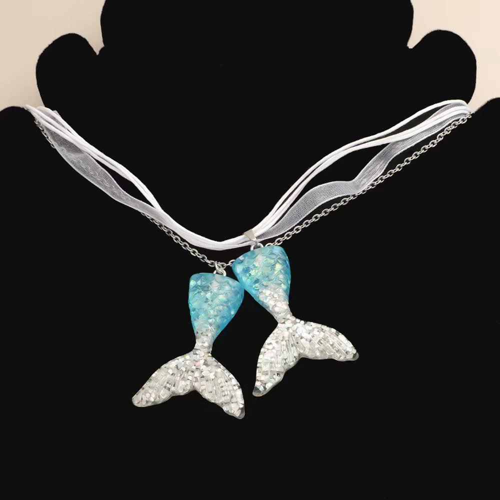 Color Mermaid Wax Rope Yarn Stainless Necklaces