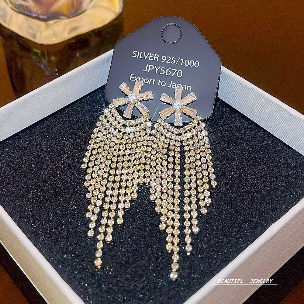 Women's Zircon Tassel High-grade Light Luxury Delicate Earrings