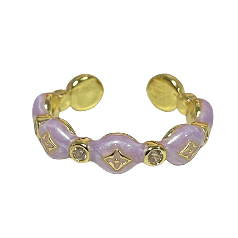 Purple Drip Glazed Open Female Temperament Rings