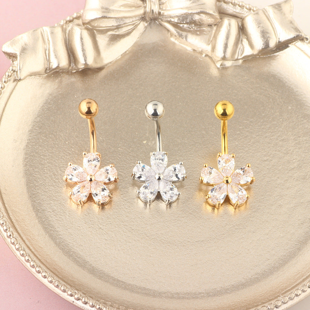 Exquisite Zircon Navel Stainless Steel Piercing Earrings