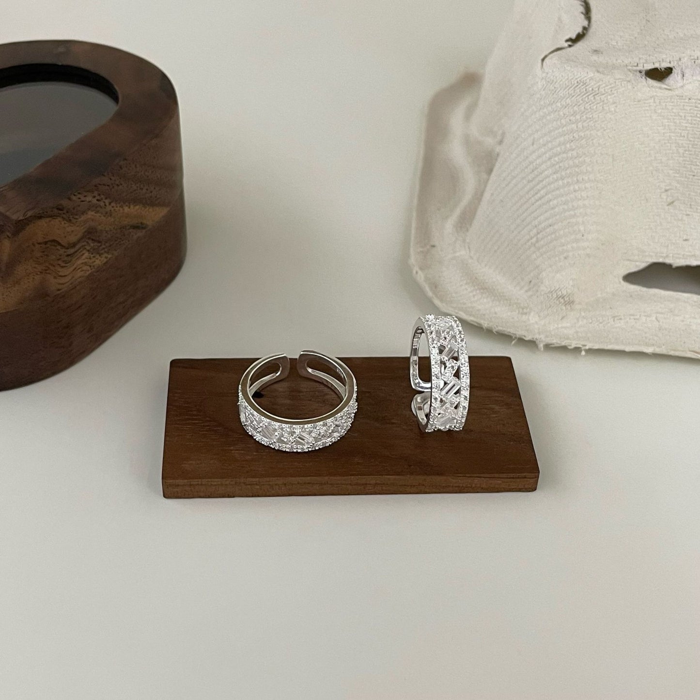 Sterling Sier Diamond Inlaid Zircon For Light Rings
