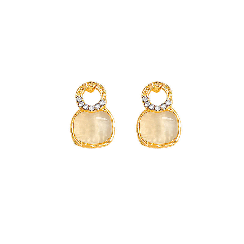 Women's Simple Opal Stone Ear Design High-grade Temperament Earrings