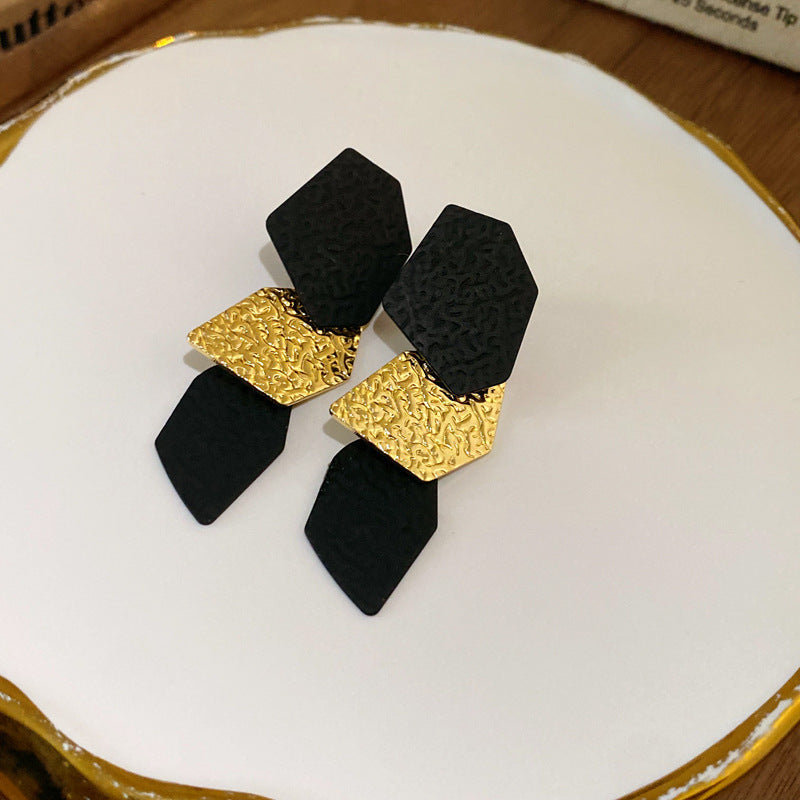 Needle Black Crystal Geometric Ear Minority Fashion Temperament Entry Earrings