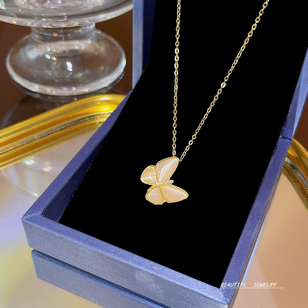 Women's Bow Zircon Clavicle Chain Titanium Steel Necklaces