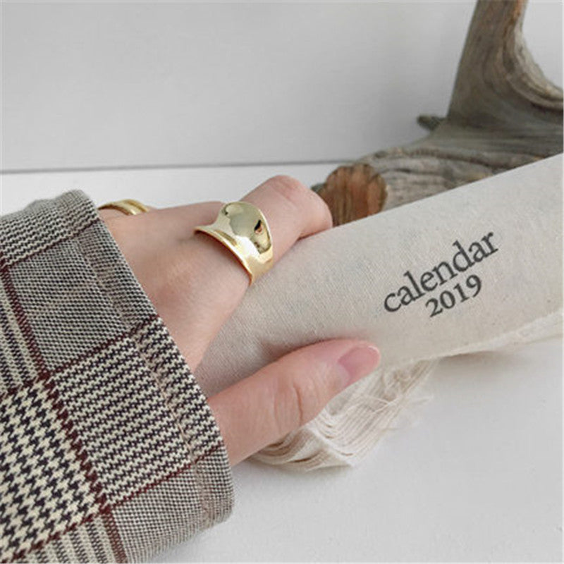 Women's Arc Concave Cold Wind Geometric U-shaped Rings