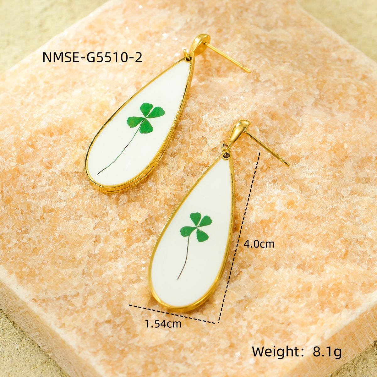 Heart Water Drops Geometric Dried Flower Earrings