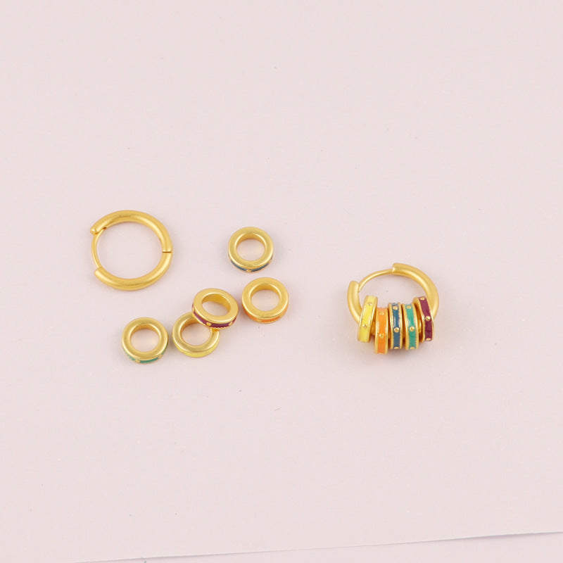Color Circle Ear Copper Plated Gold Necklaces