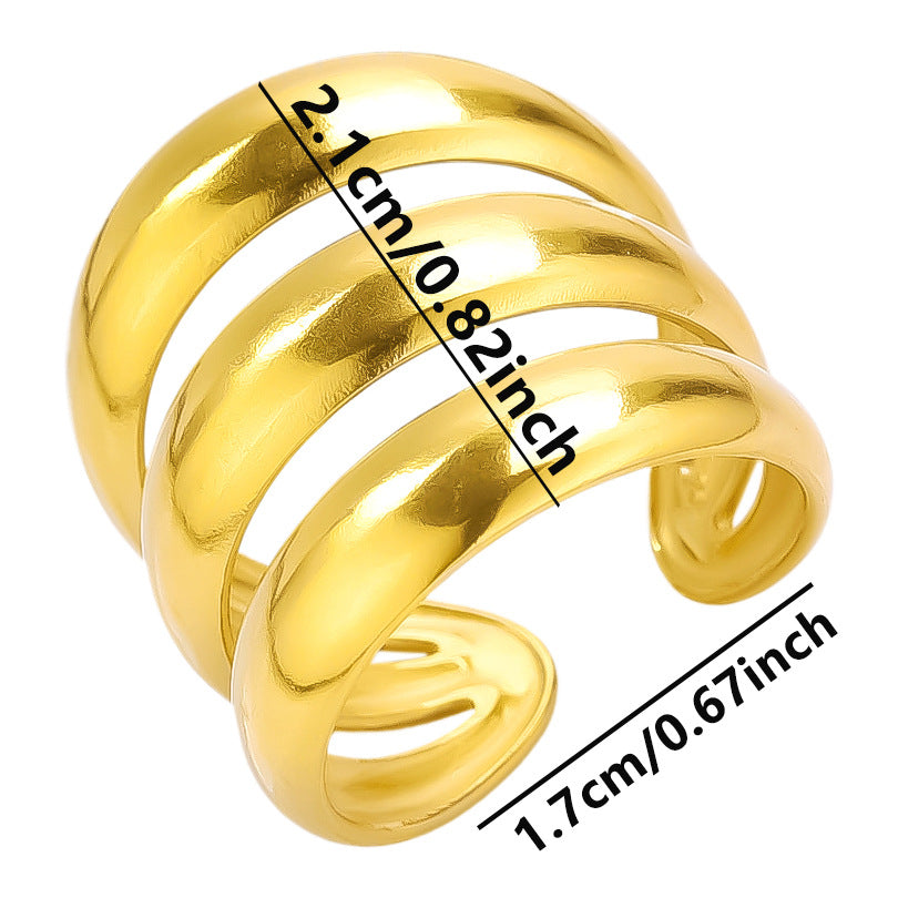 Women's Steel Trendy Personality Curved Line Design Rings