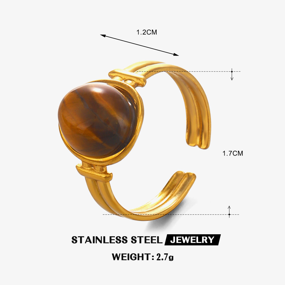 Steel Geometric Ellipse Natural Female French Rings