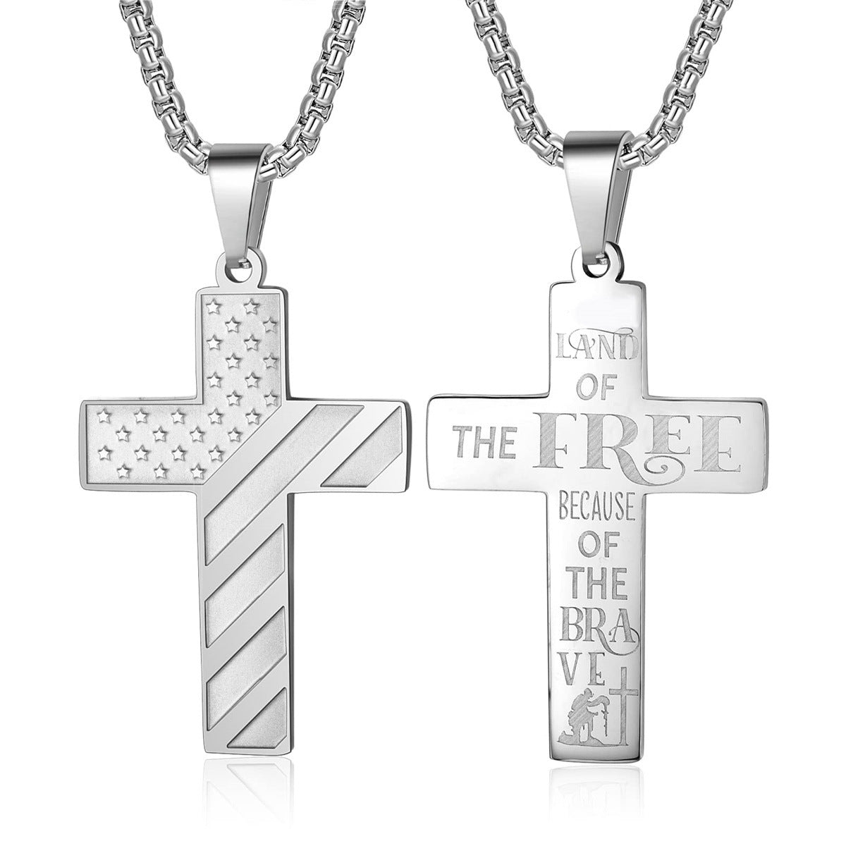 Men's Cross Stainless Steel Bible Patriotic Jewelry Inspirational Necklaces