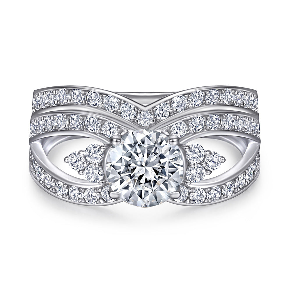 Women's Fashion Sier Sterling Zircon Single Row Rings