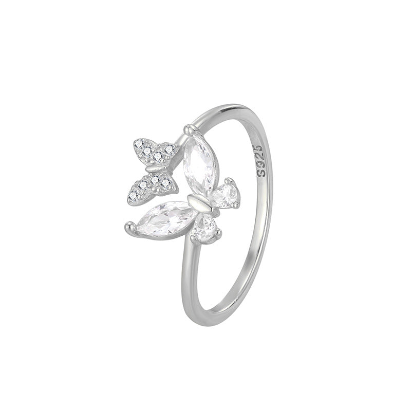 Women's Sier Butterfly For Niche Design Index Rings