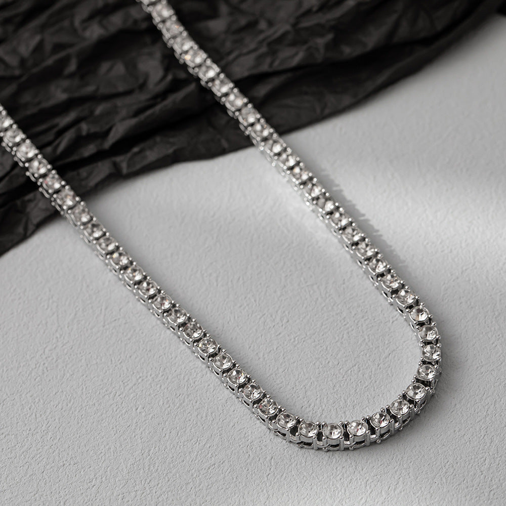 Women's & Men's Row Diamond Punk Versatile Personality Tennis Chain Necklaces