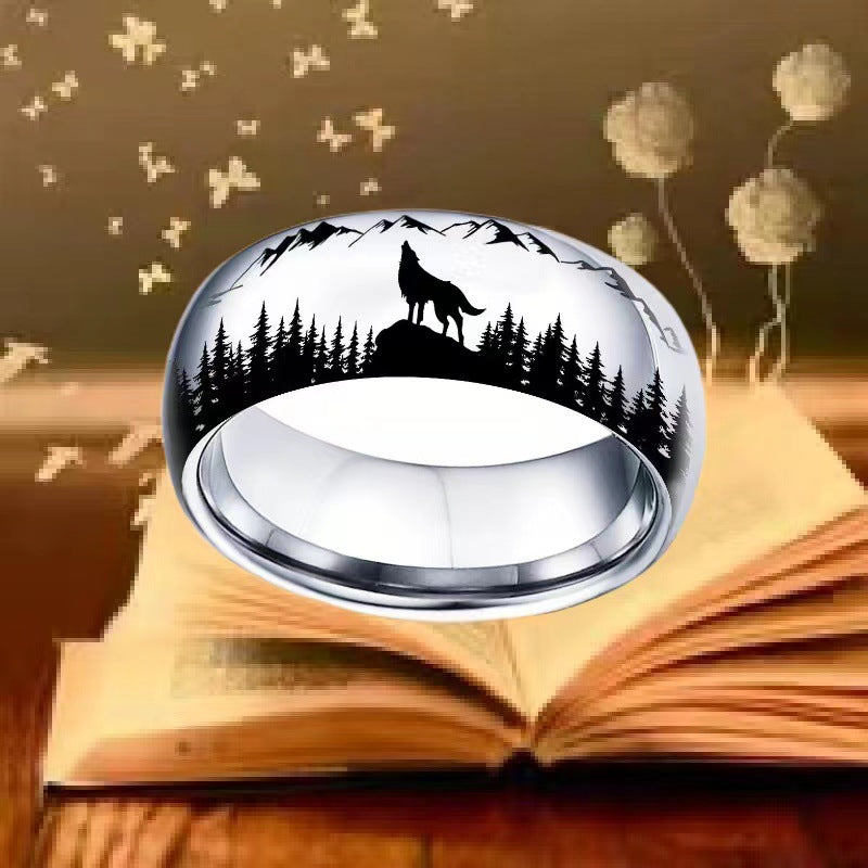 Men's Forest Wolf Titanium Steel Stainless Rings