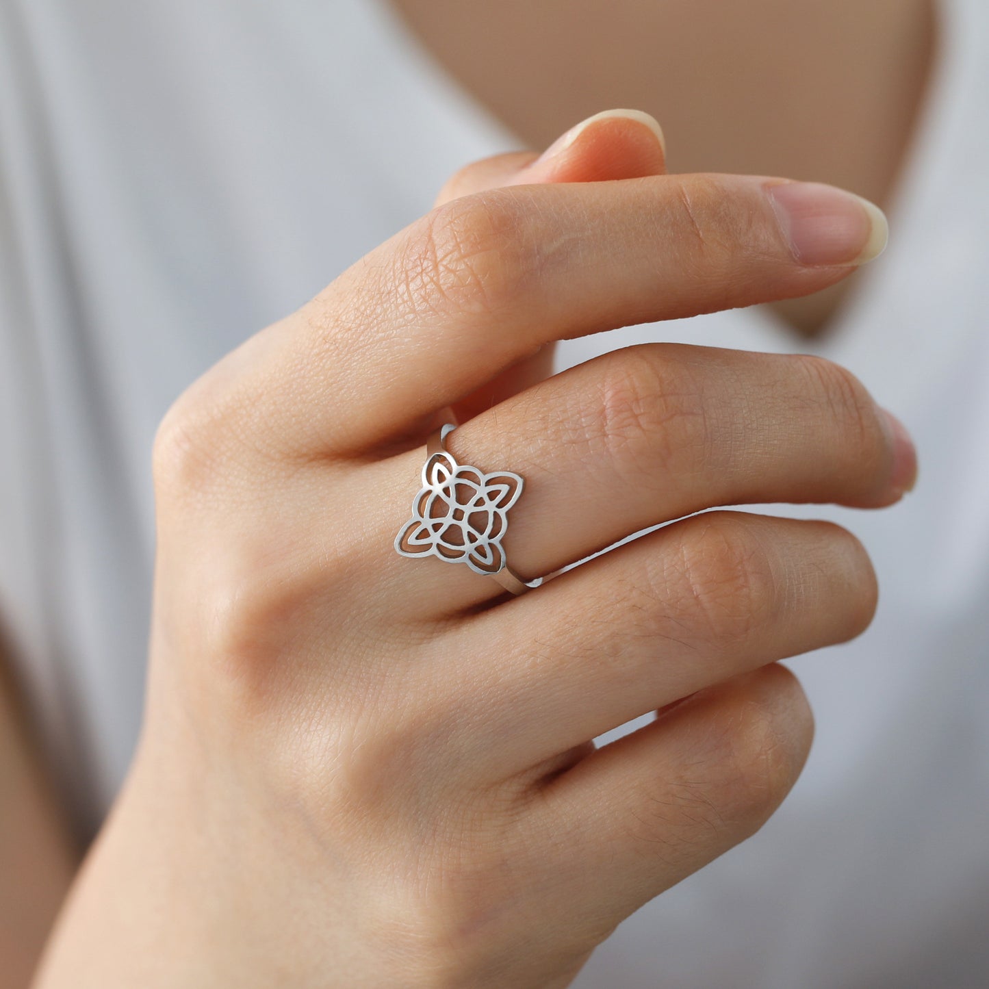 Women's Witch Knot Titanium Steel Adjustable Vintage Rings