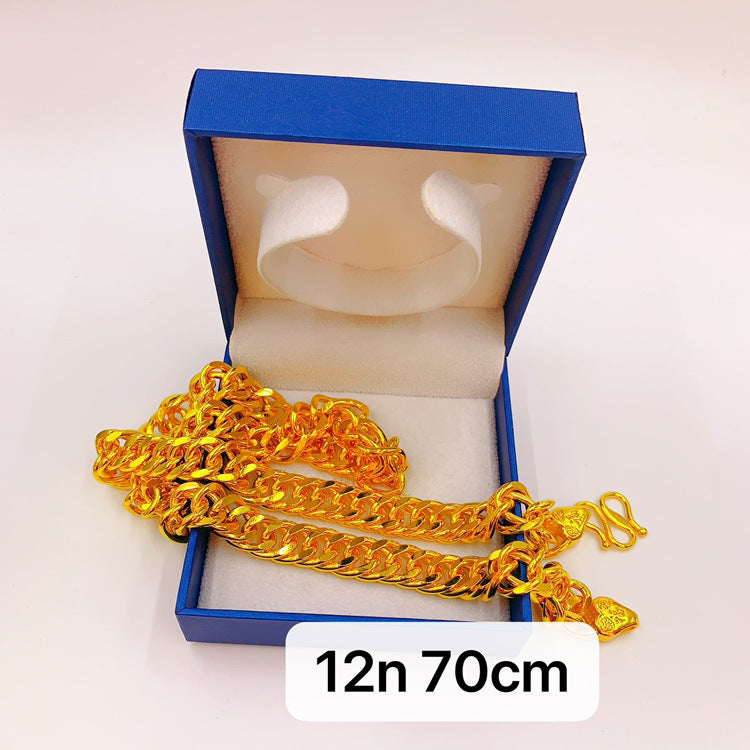 Men's Gold Hexagonal Sweater Chain Brass Vacuum Necklaces
