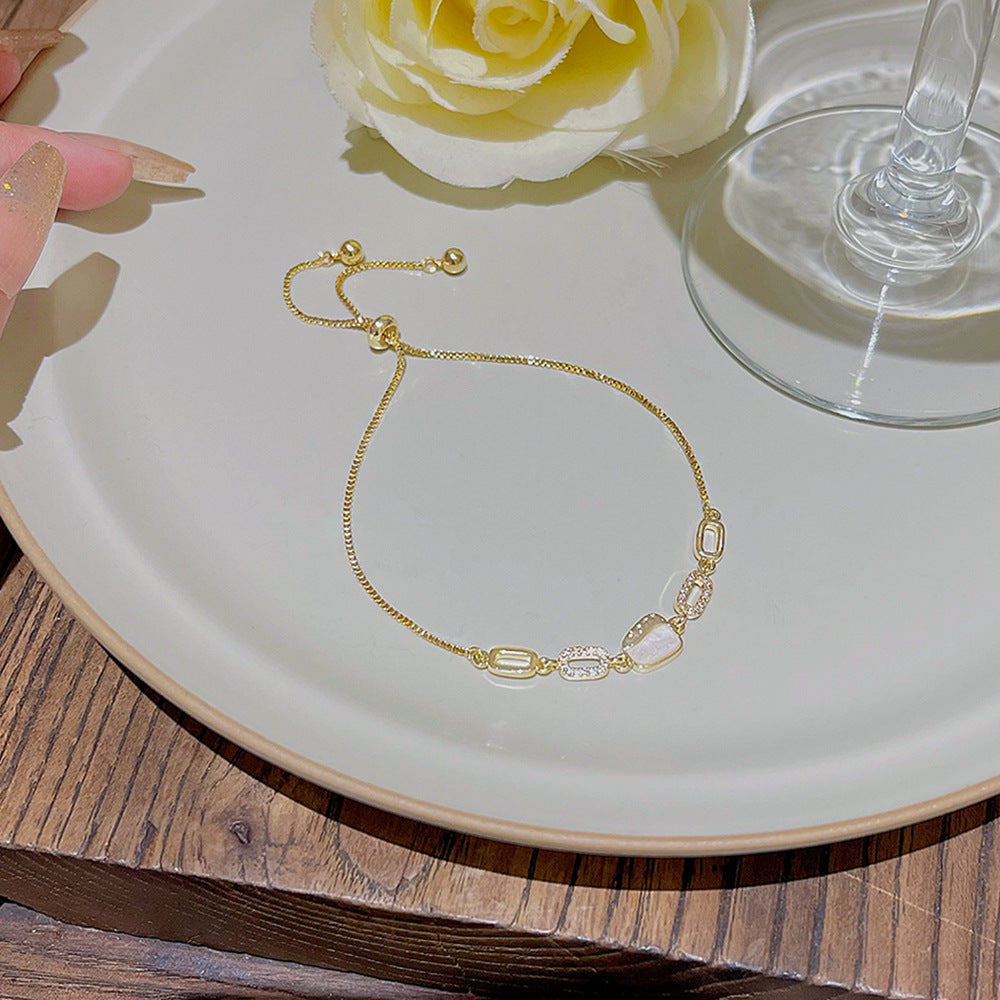 Style Elegant Copper Inlaid Zircon Female Summer Niche Design Bracelets