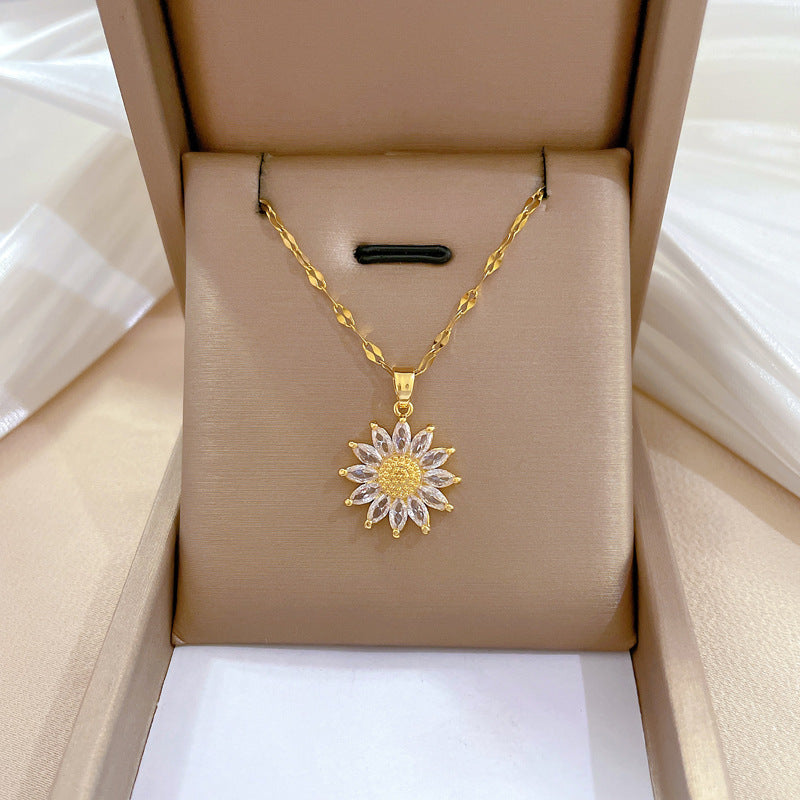 Steel Light Luxury Full Diamond Design Temperament Necklaces