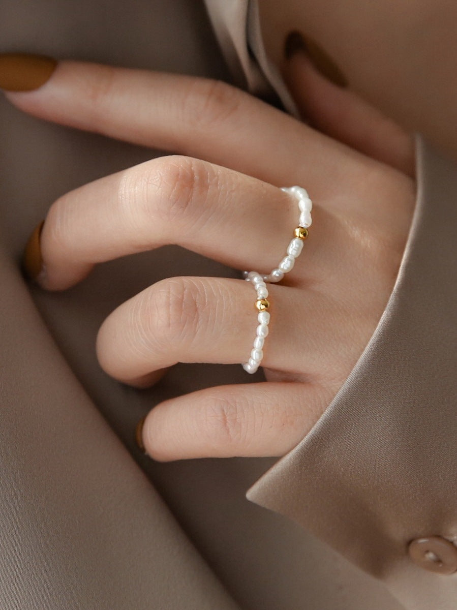 Natural Grain Of Rice Freshwater Pearl Rings