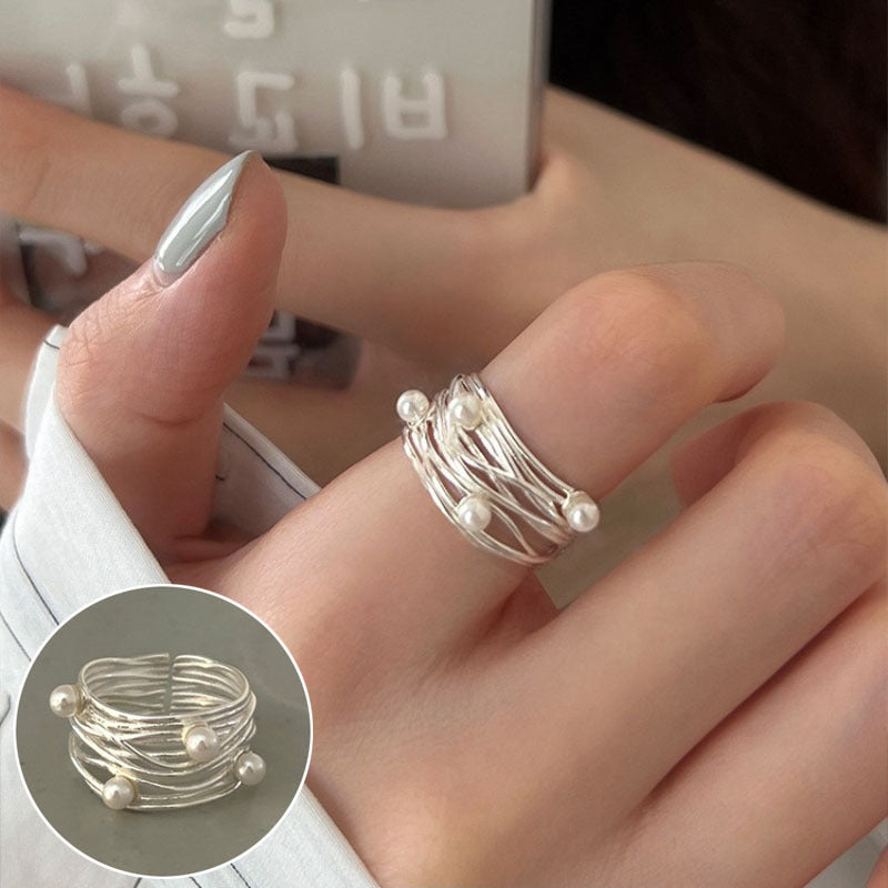 Line Cross Cord For Braiding Female Simple Irregular Wide Rings
