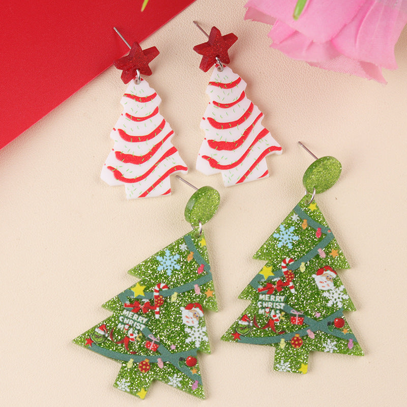 Acrylic Five-pointed Star Tree Personalized Eardrops Rings