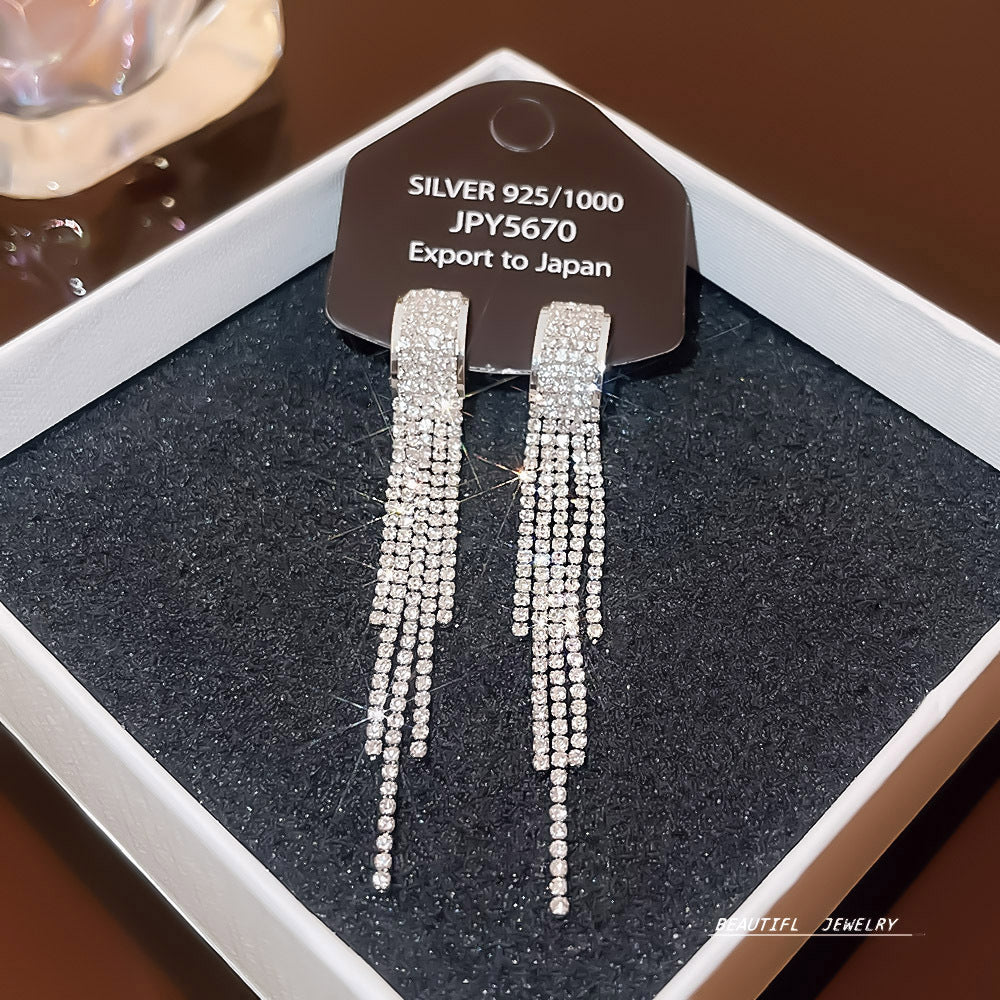 Women's Zircon Tassel High-grade Light Luxury Delicate Earrings