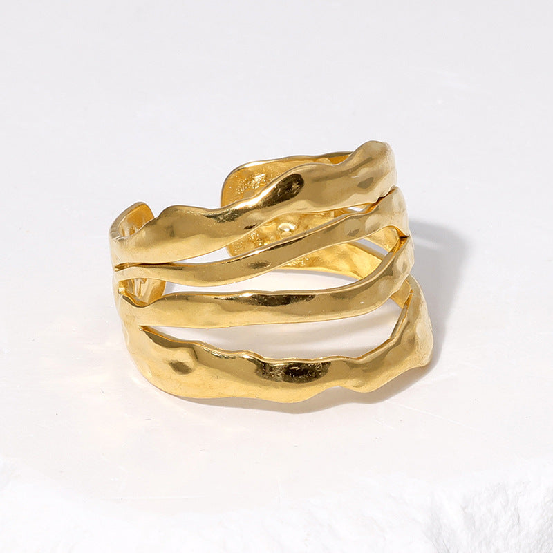 Women's Steel Simple Irregular Gold-plated High-grade Versatile Rings