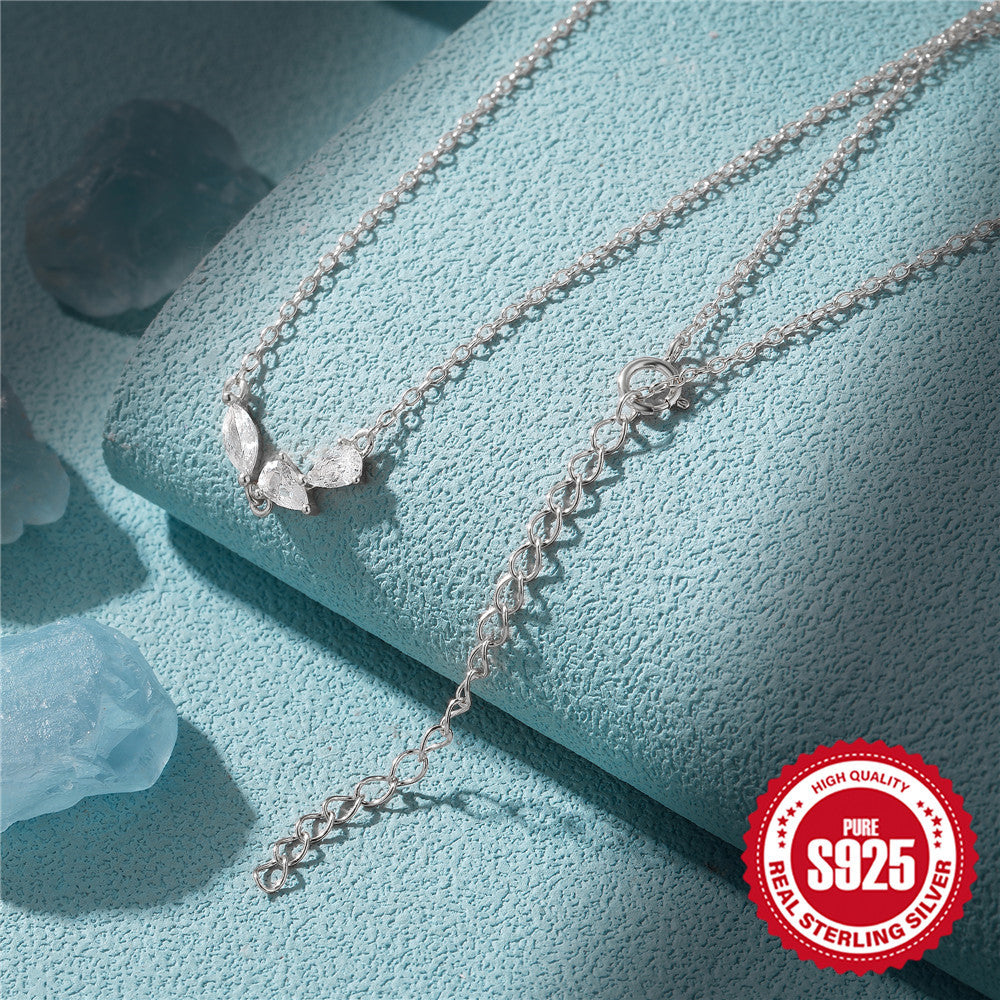 Sterling Sier Cluster Jeweled Clavicle Dignified Necklaces
