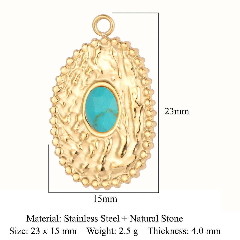 Bohemian Natural Stone Titanium Steel Jewelry Pendants