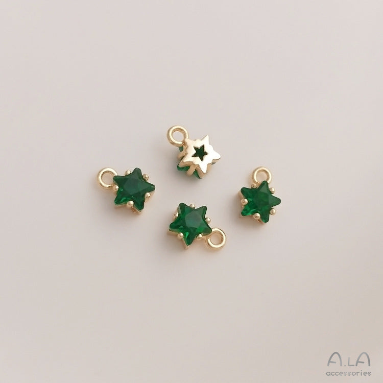 Color Pentagram Zircon Birthstone Lucky Stone Pendants
