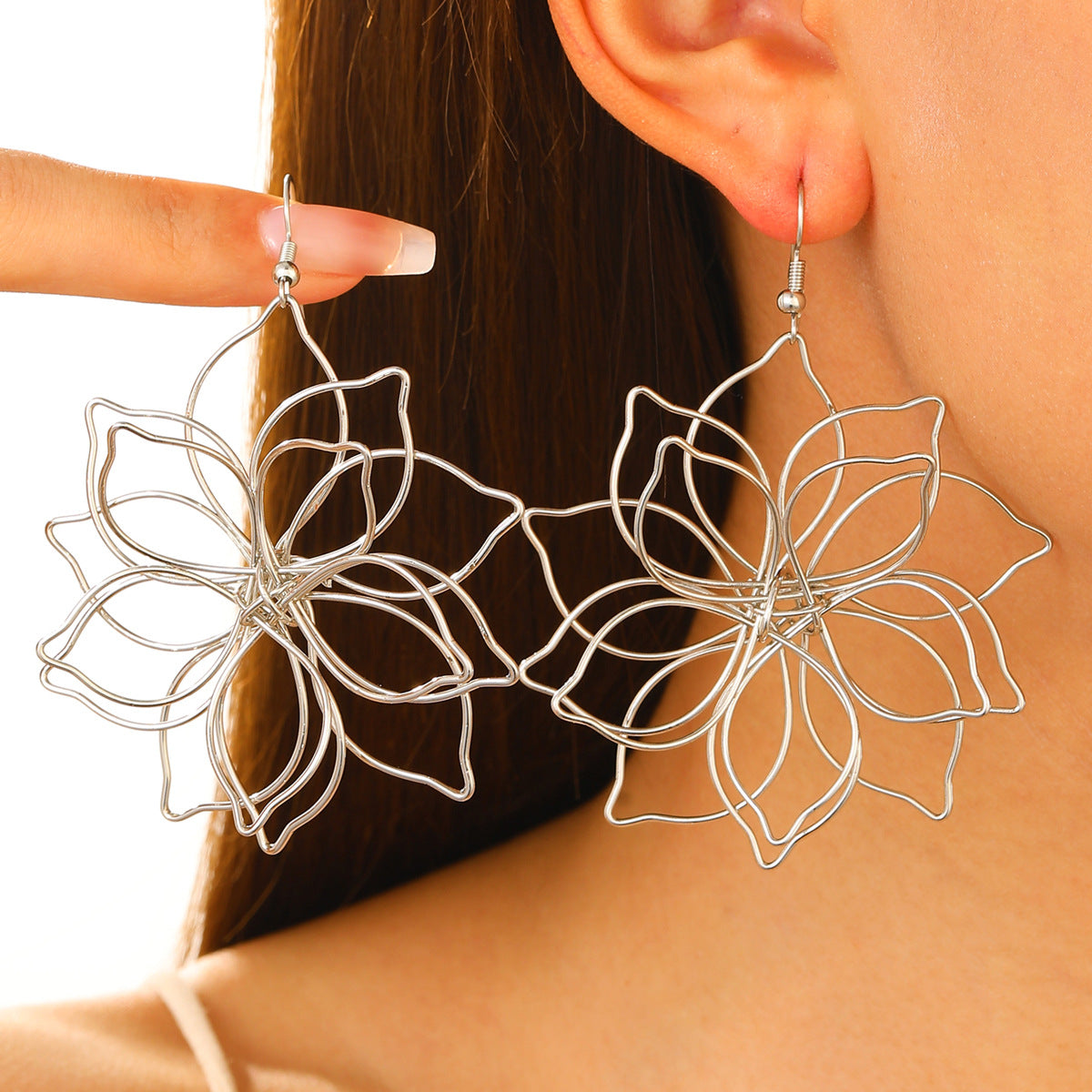 Big Flower Hollow Exaggerated Lines Winding Earrings