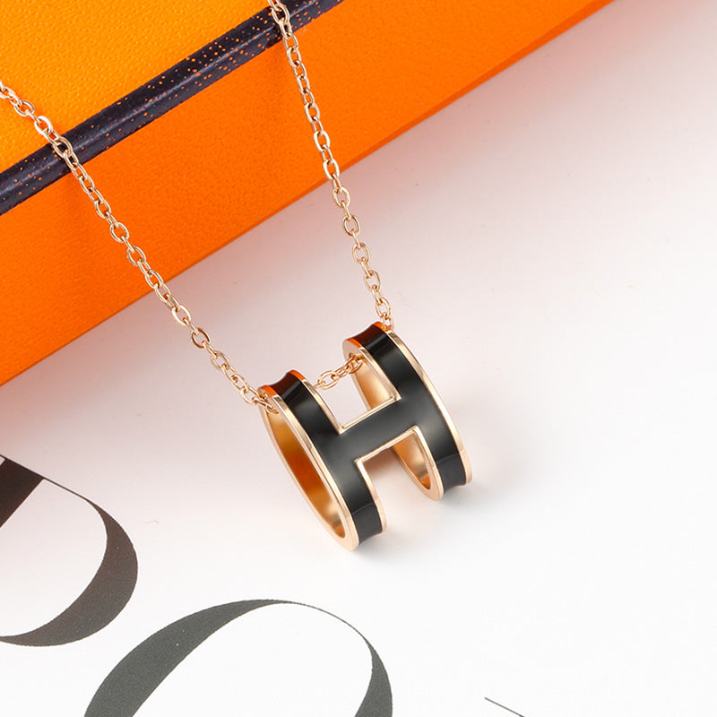 Temperamental Rose Gold Enamel Clavicle Chain Female Necklaces
